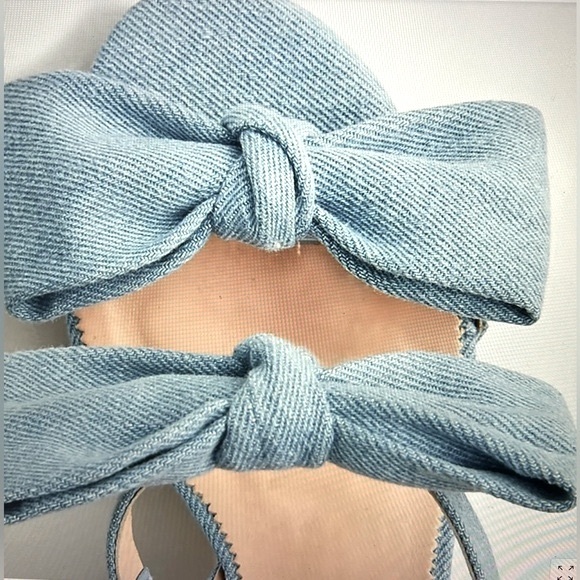 J Crew Lucie Bow Slingback Sandals in Denim Twill - Picture 3 of 11